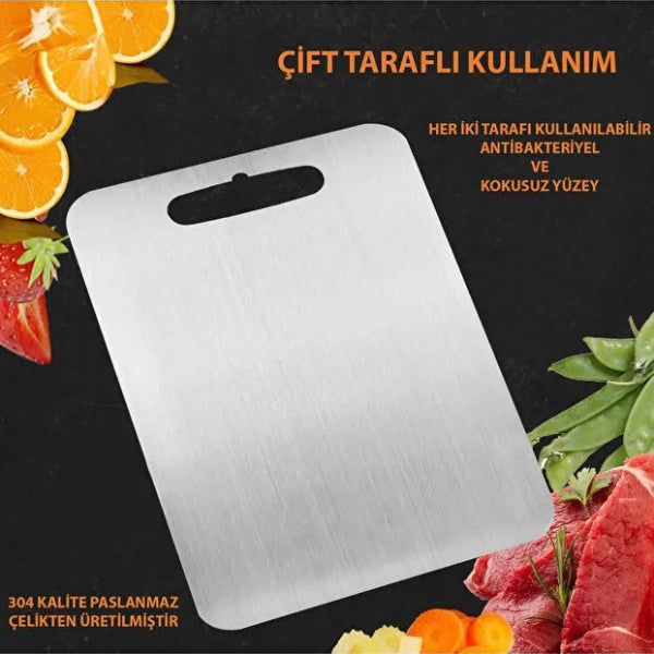 Paslanmaz Çelik Kesim Tahtası - ÜST KALİTE ANTİBAKTERİYEL KESME TAHTASI